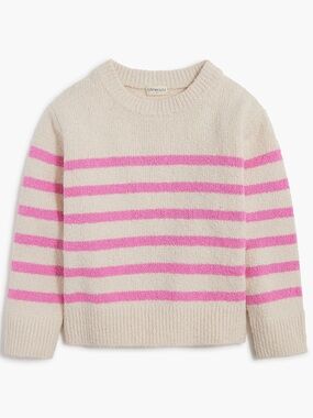 Crewcuts Factory Girls Kids Long Sleeve Pink Striped Crewneck Sweater. 6-7. Smal